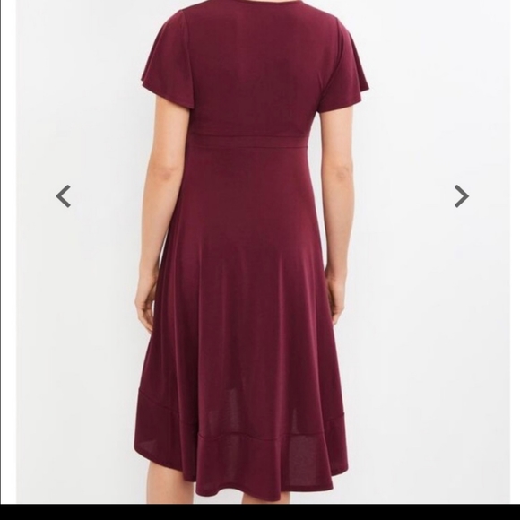 Motherhood Maternity Nursing Plum Full Wrap Dress with Ruffle Bottom Sz Large - Picture 8 of 8